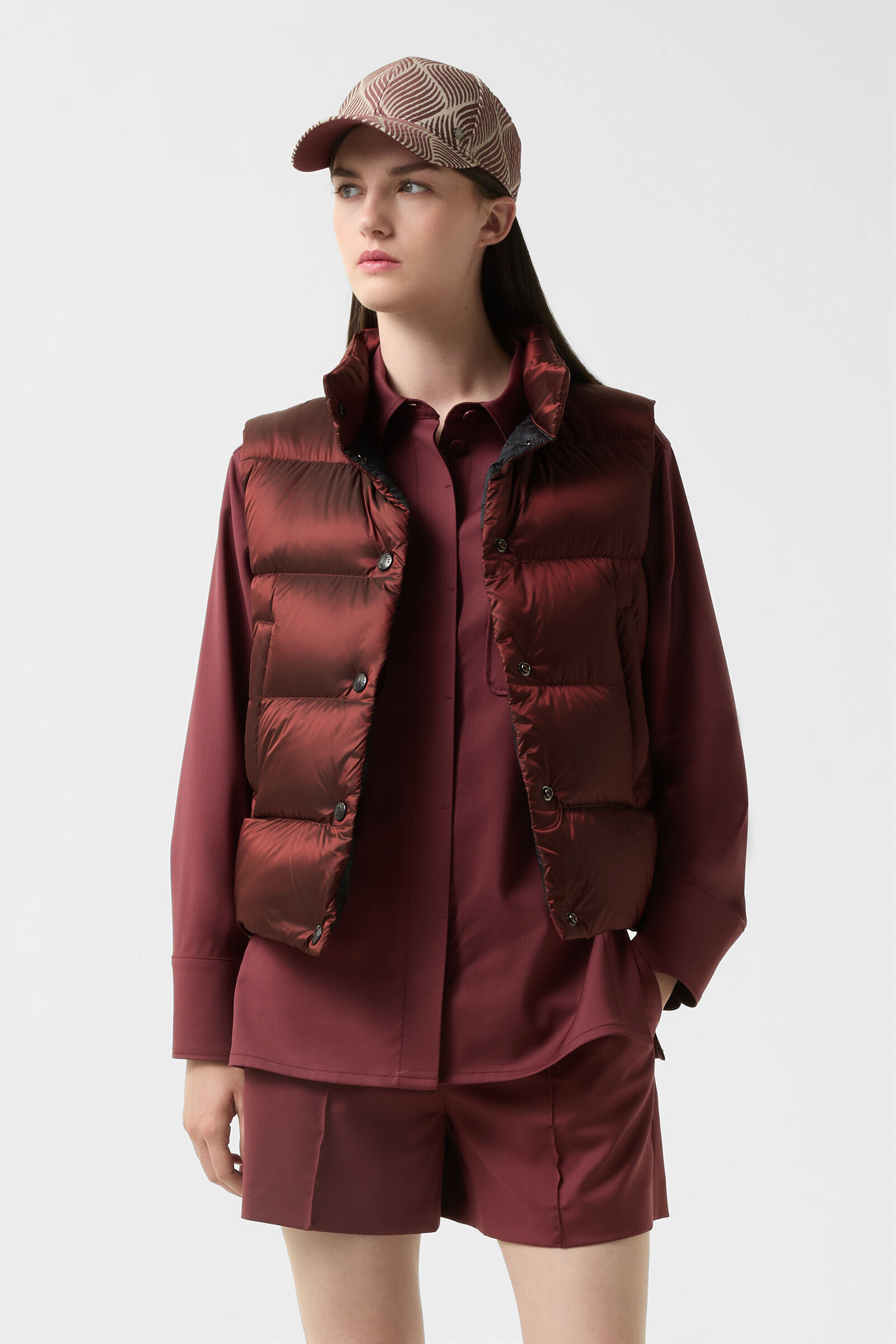 Orely down vest in Wine red - 2