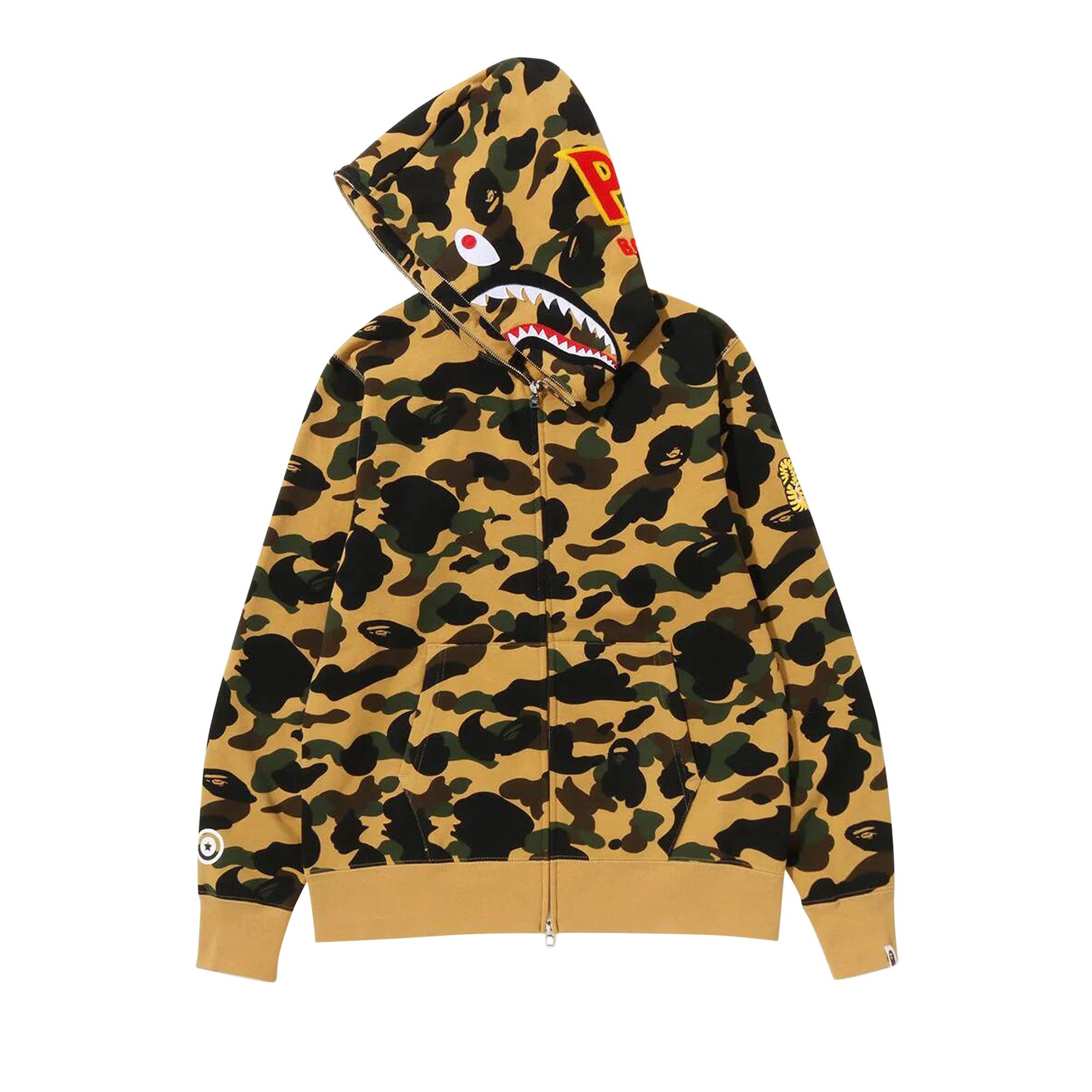 BAPE 1st Camo 2nd Shark Full Zip Hoodie 'Yellow' - 2