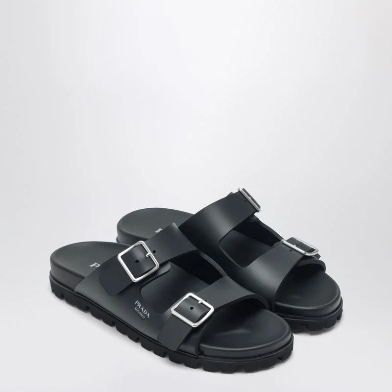 Prada Black Leather Slider Sandals Women - 1