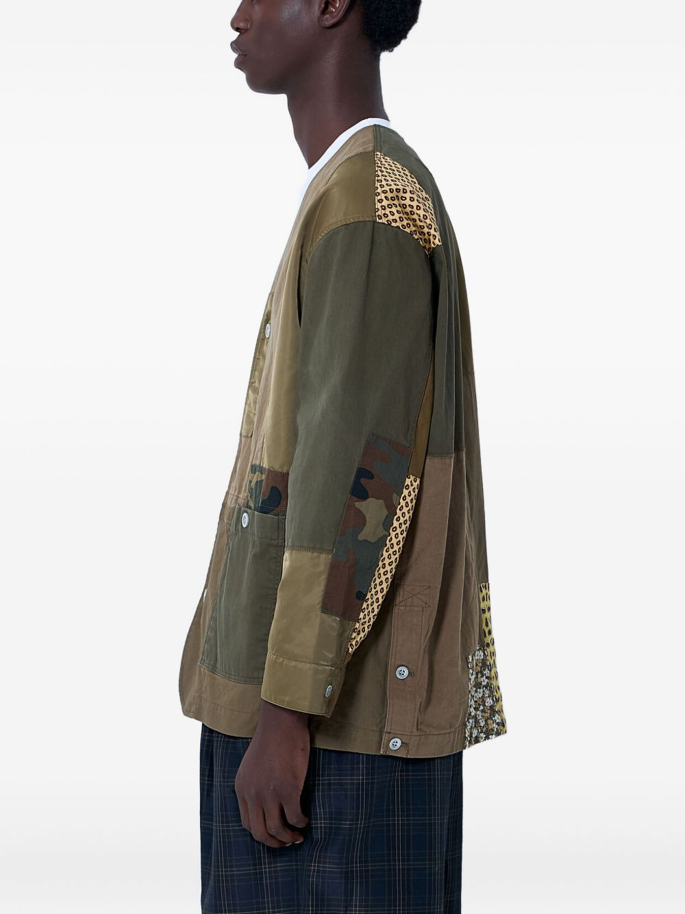 patchwork panelled shirt jacket - 3