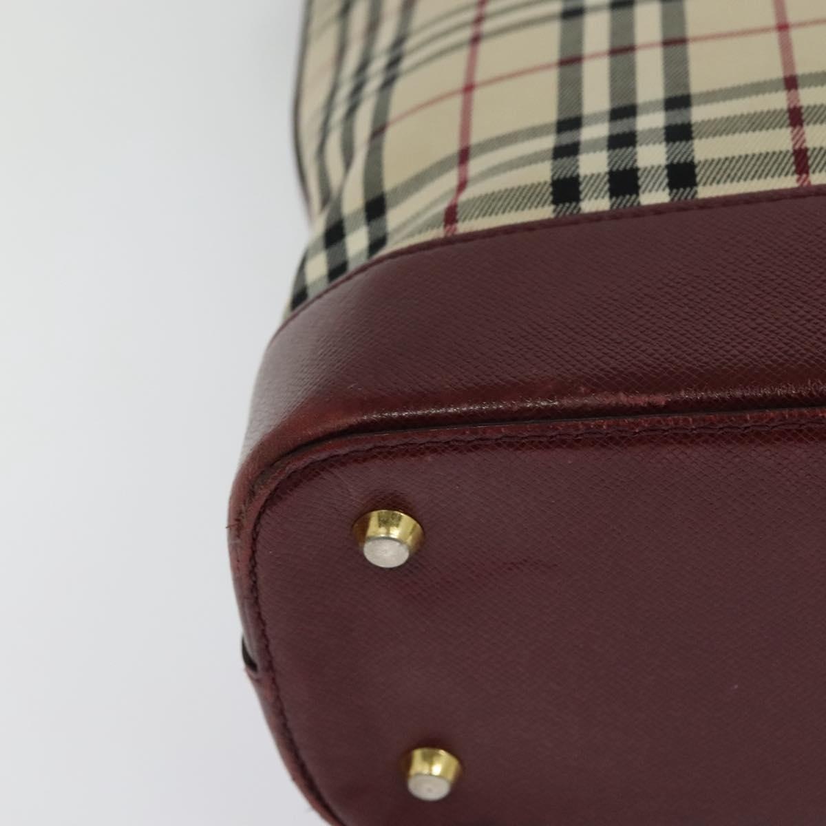 Burberry Nova Check Tote Bag Canvas Leather Beige Red Gold - 12