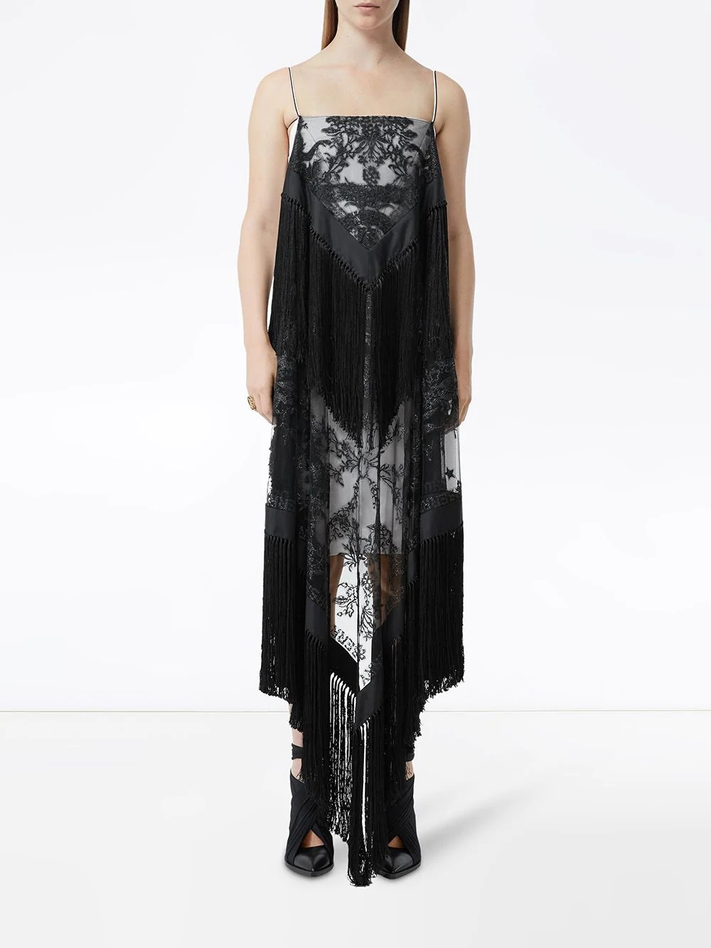 fringed embroidered scarf-dress - 3