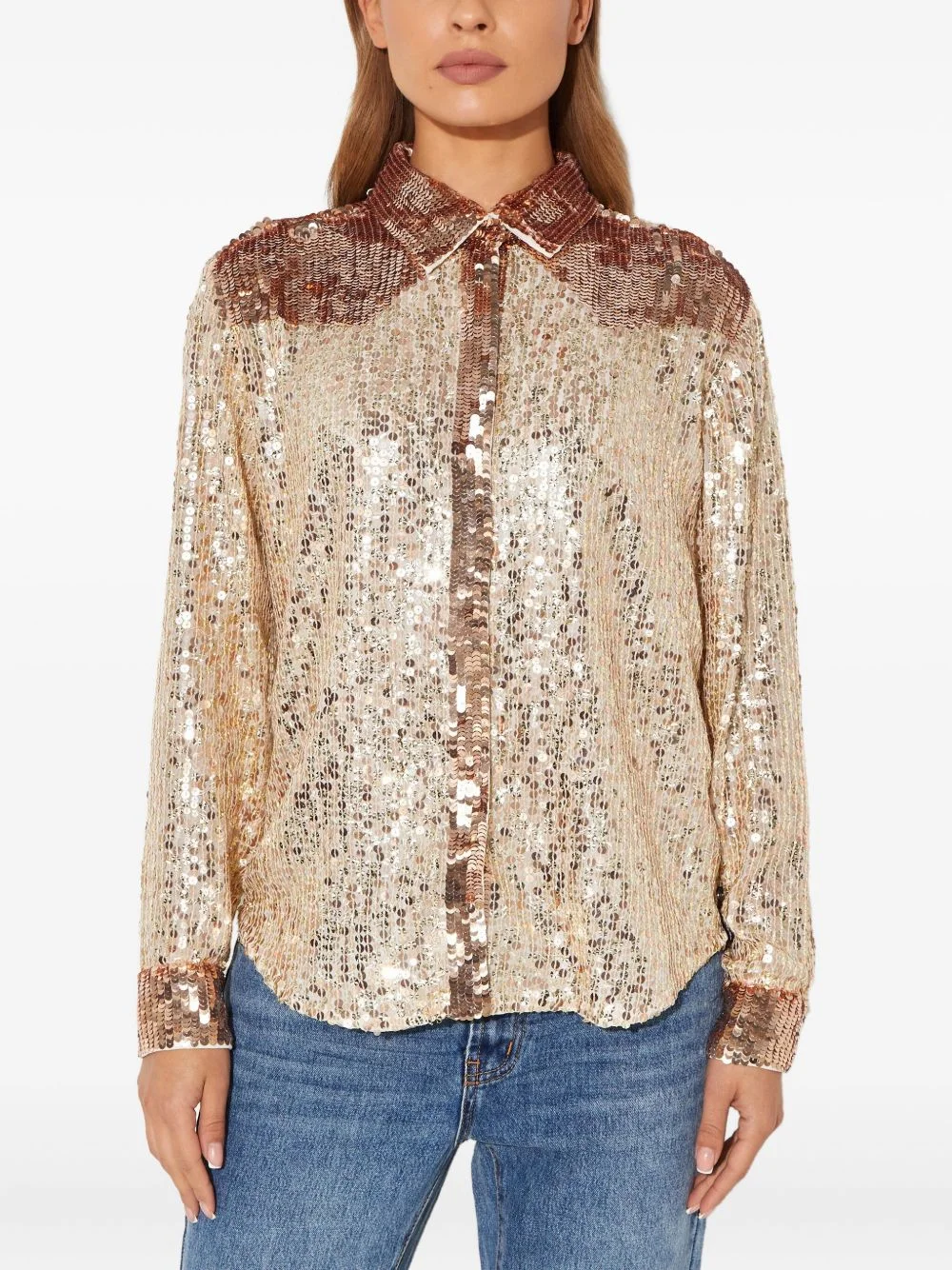 sequin-embellished button shirt - 1