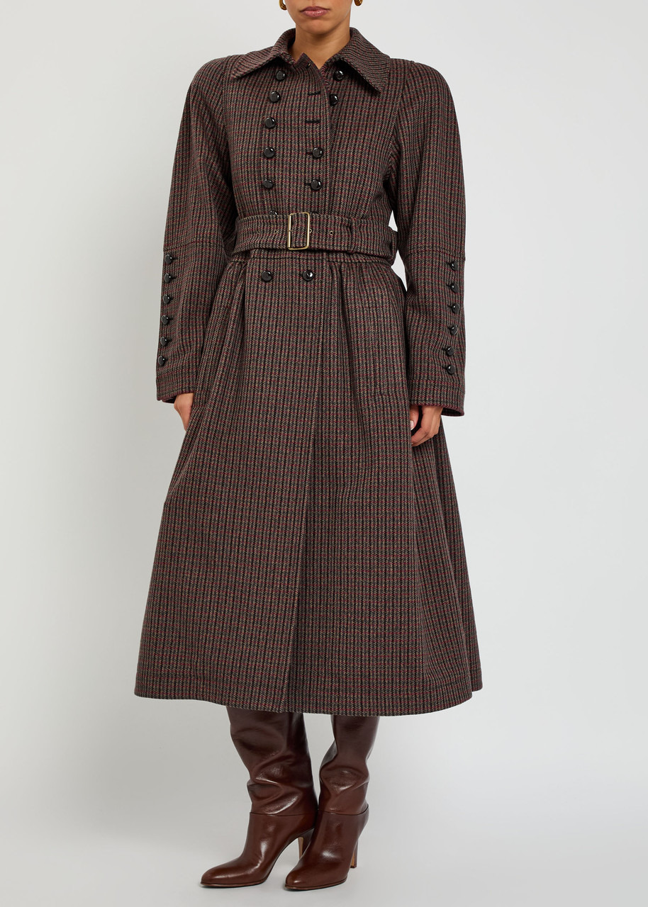 Chloe Houndstooth Double-breasted Belted Wool Coat - 4