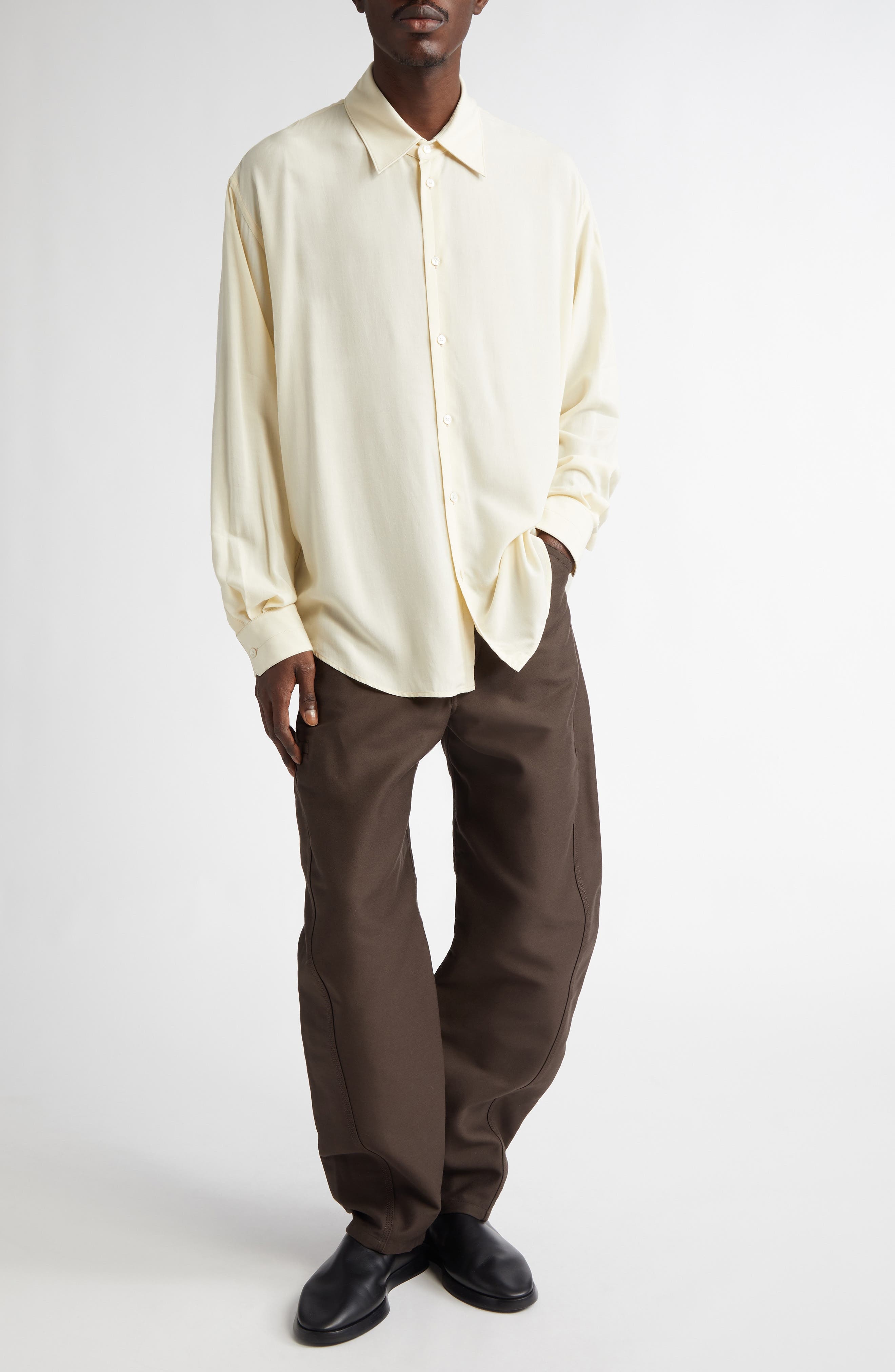 Lemaire Relaxed Fit Button-Up Shirt in Cream Ye507 at Nordstrom - 2
