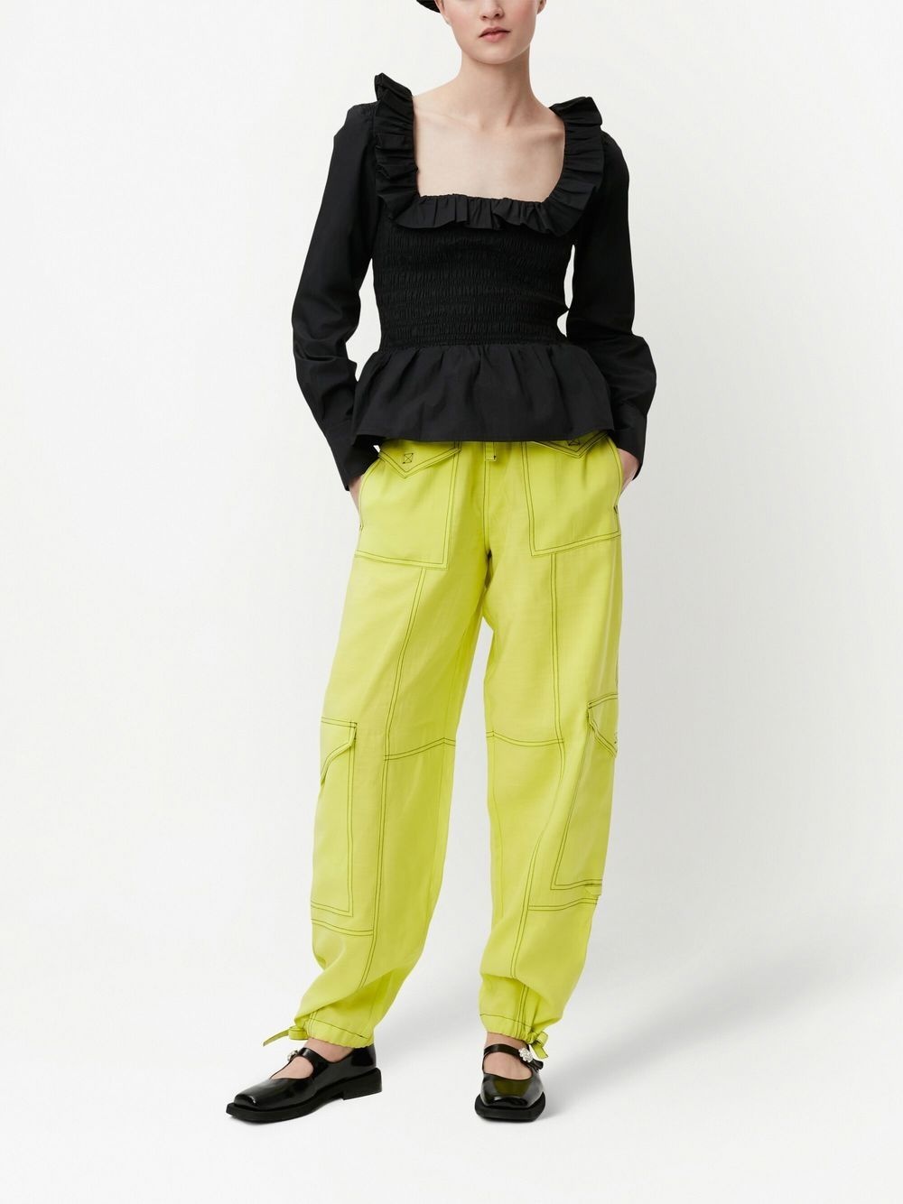 cotton poplin smock blouse - 2