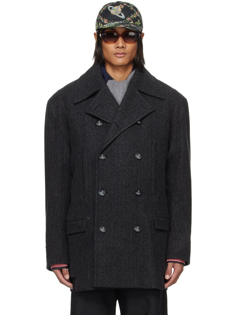 Grayy Stripped Peacoat - 1