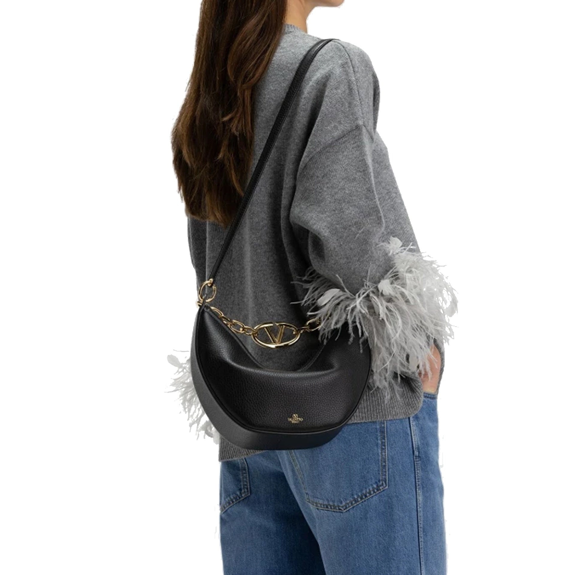 Small Vlogo Moon Hobo Shoulder Bag - 6