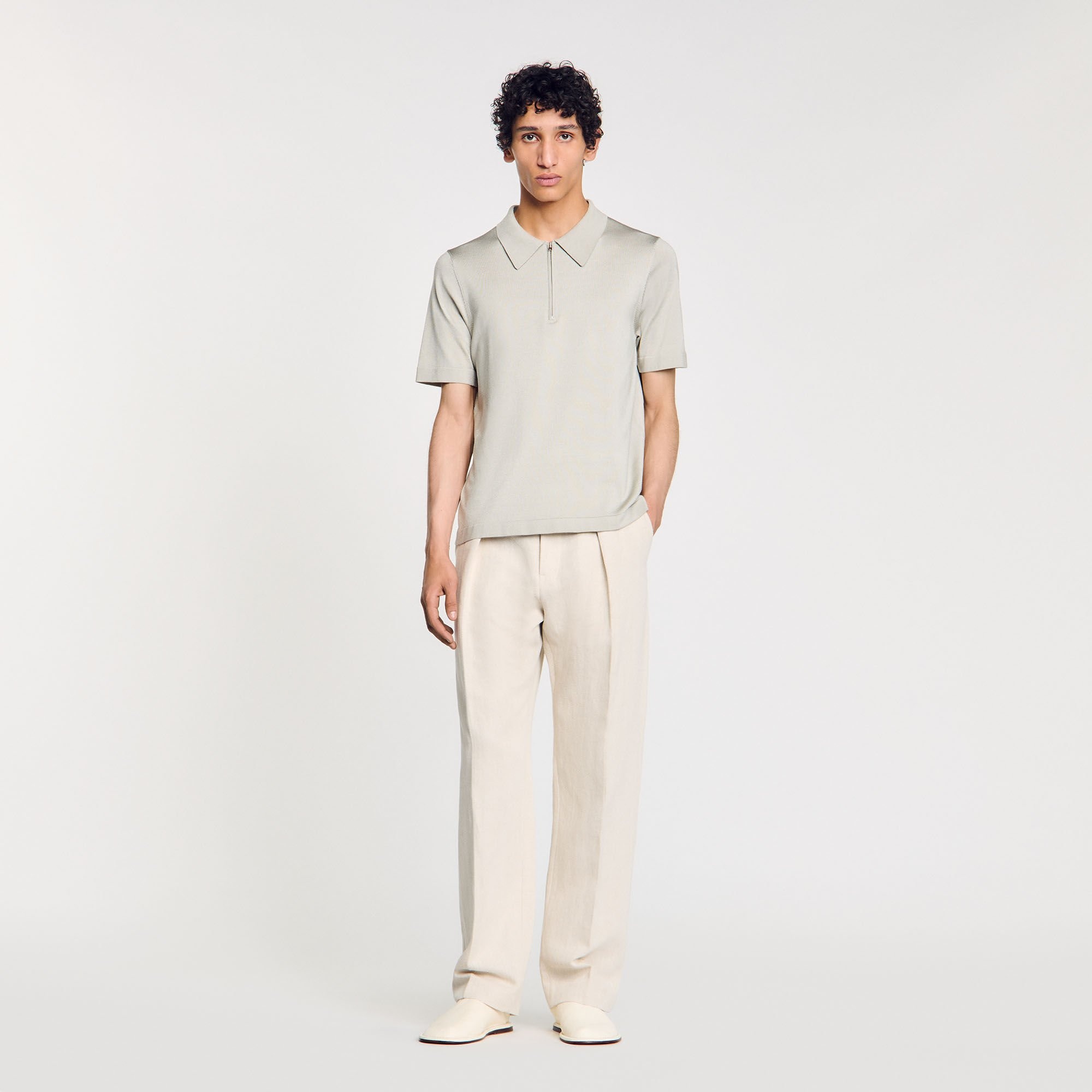 KNITTED POLO SHIRT WITH ZIP COLLAR - 1