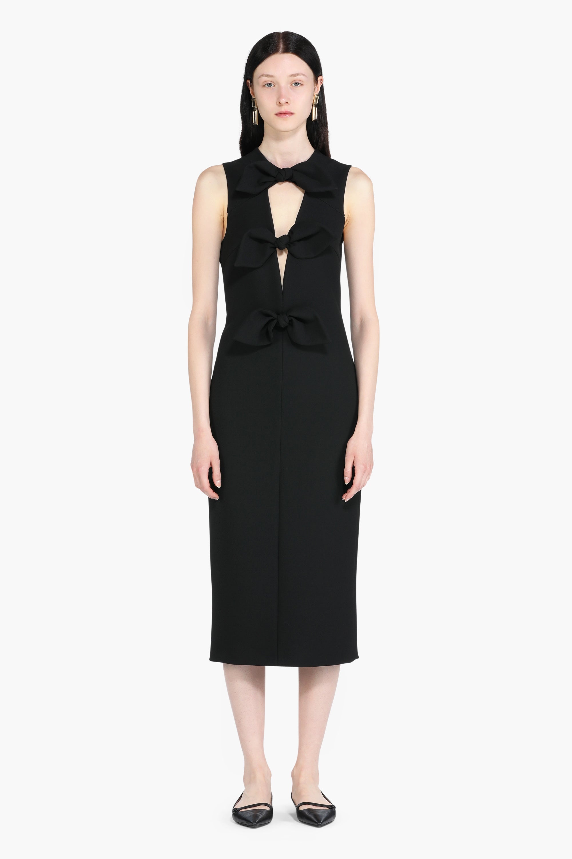 BOW-DETAIL MIDI DRESS - 1
