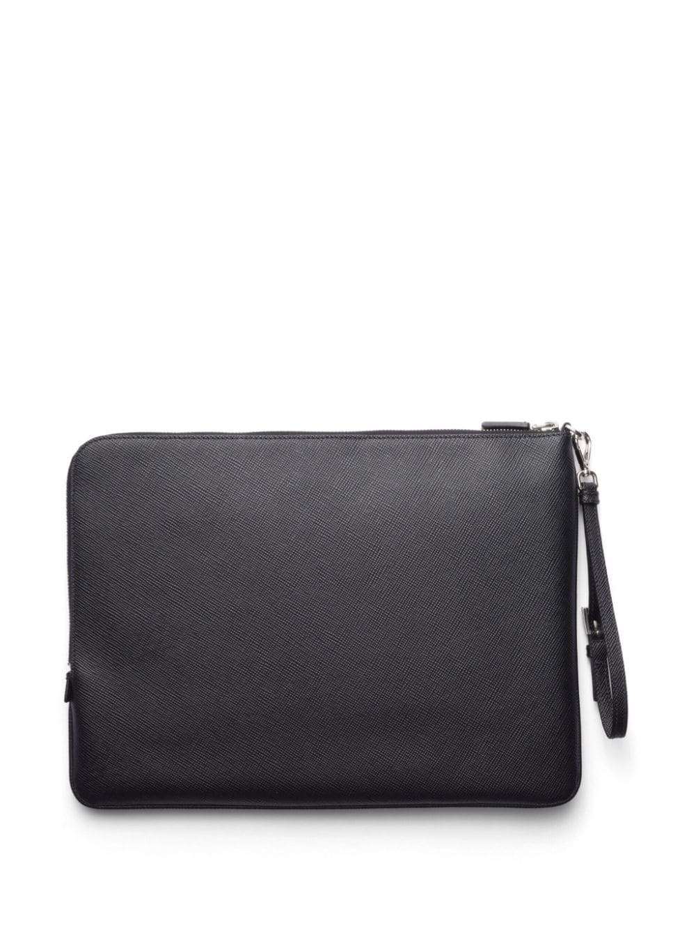 triangle-logo leather clutch bag - 2