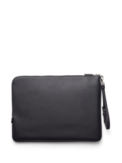 Prada triangle-logo leather clutch bag outlook