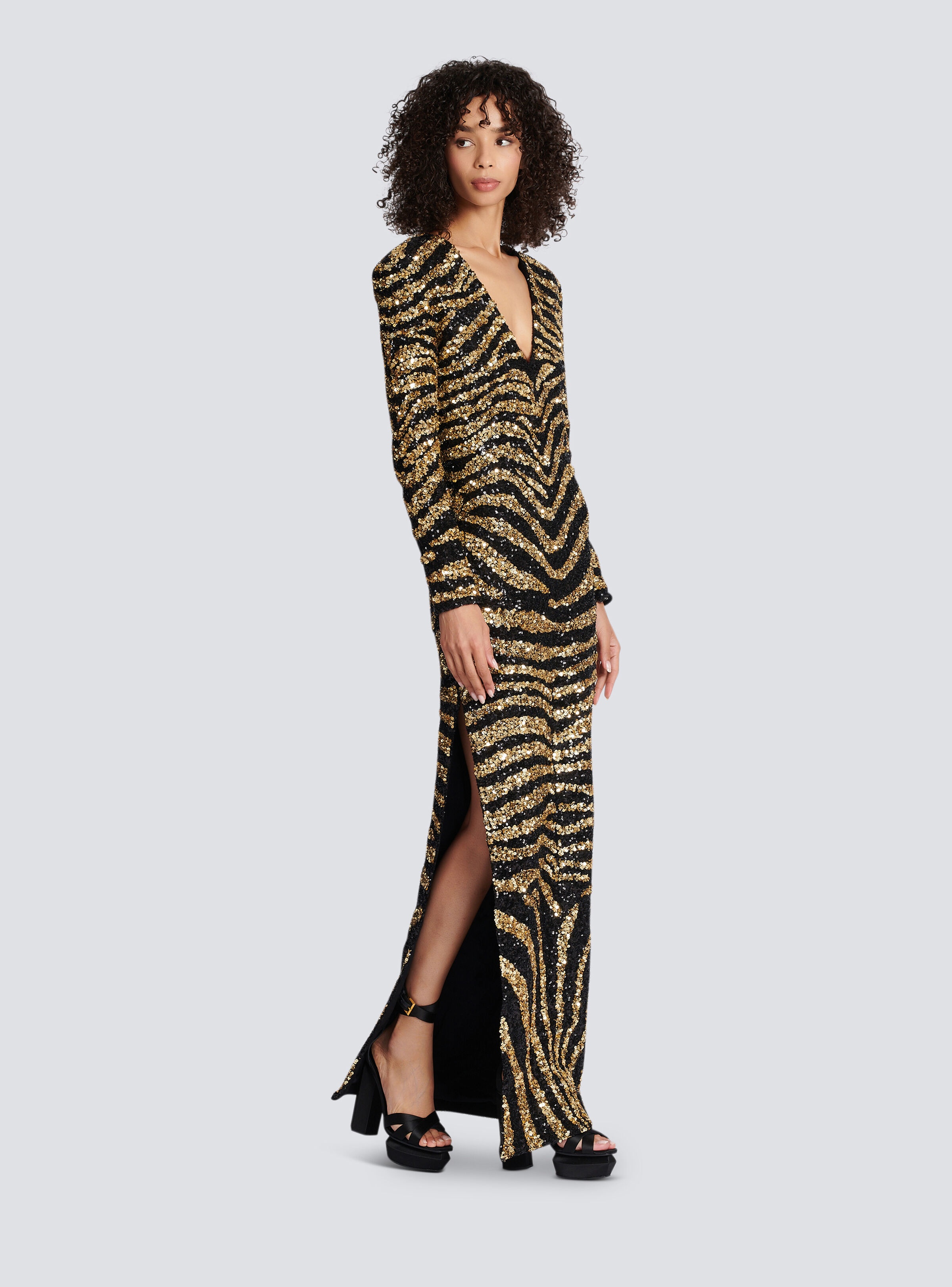 Embroidered zebra long dress - 3