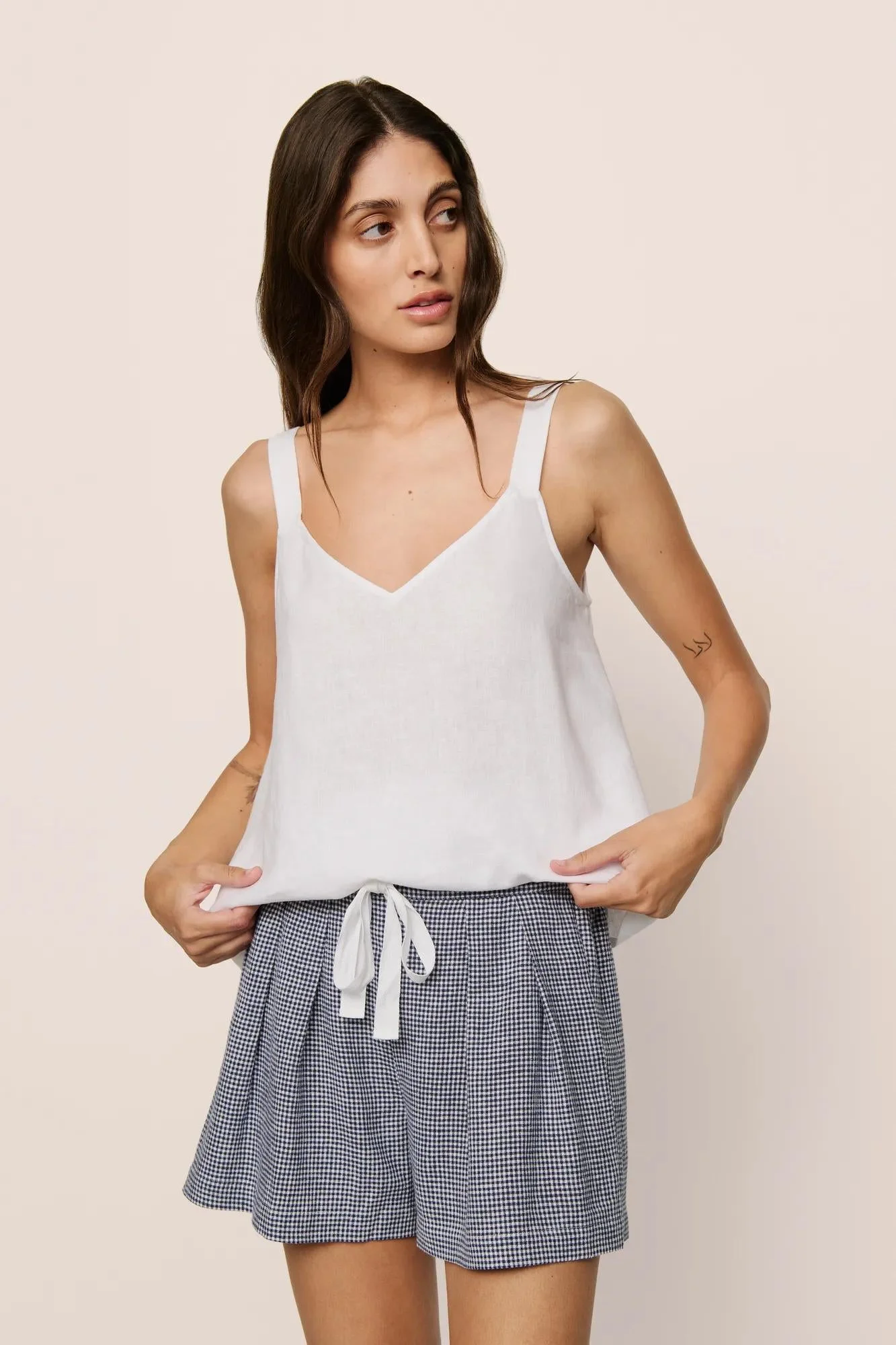 Linen Blend V Neck Cami - 1