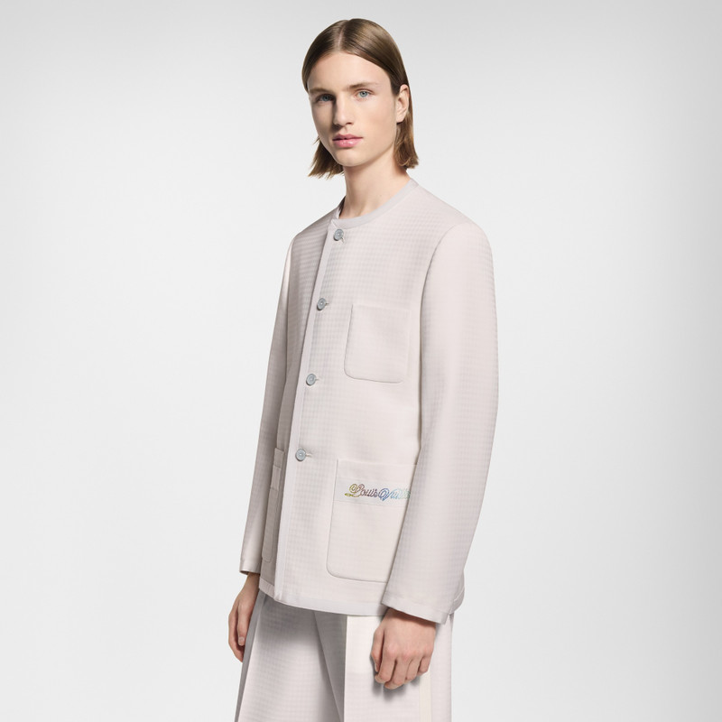 Preppy Collarless Wool Jacket 2