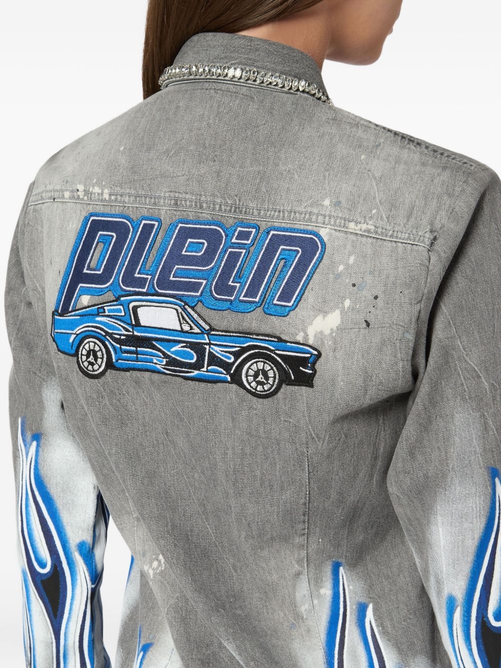 graphic-print denim shirt - 5