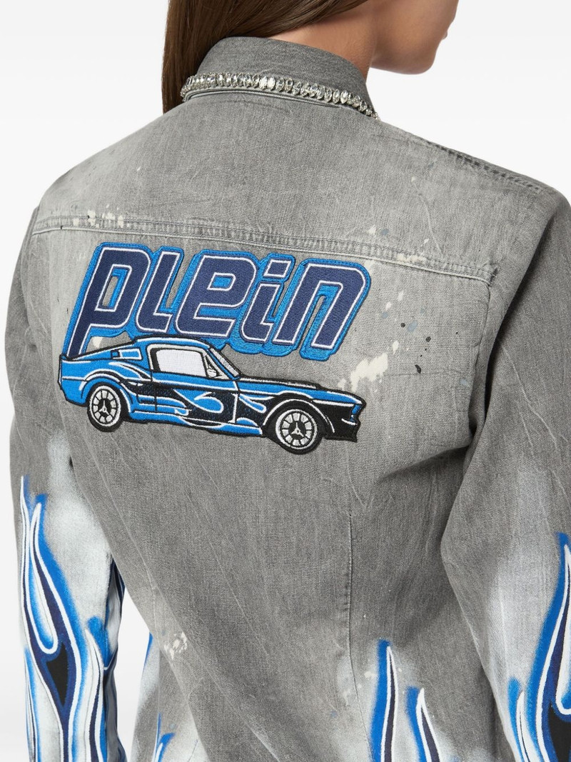 graphic-print denim shirt 5