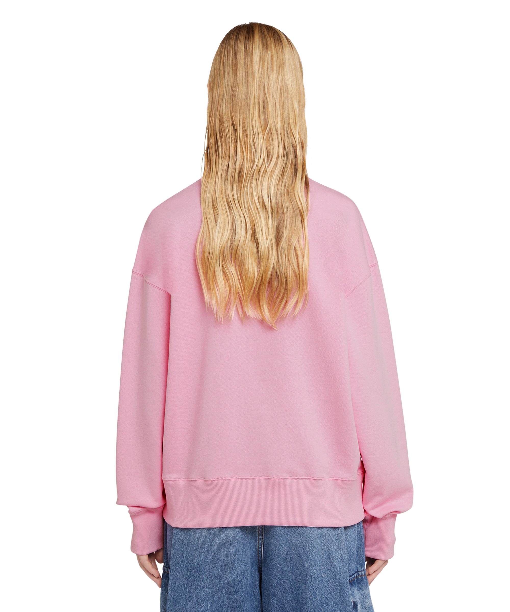 Cotton crewneck sweatshirt with brushstroke logo - 3