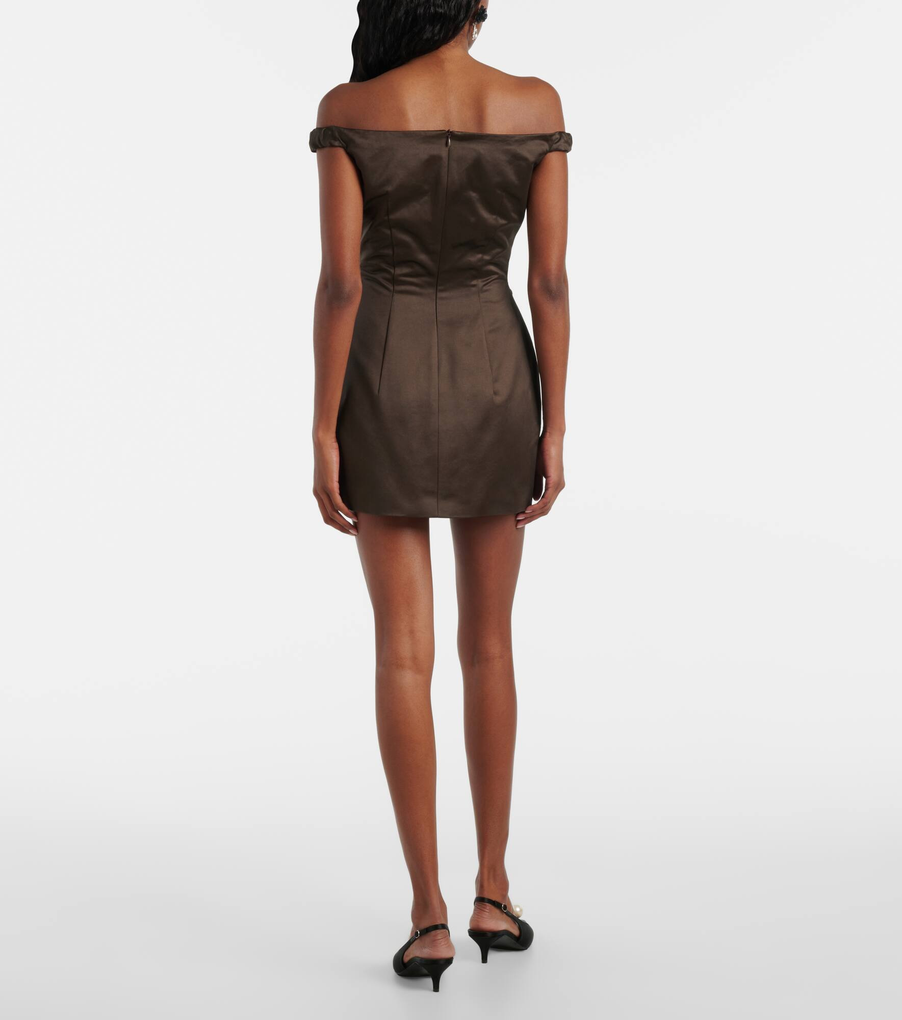Floral-appliqué satin bustier dress - 3