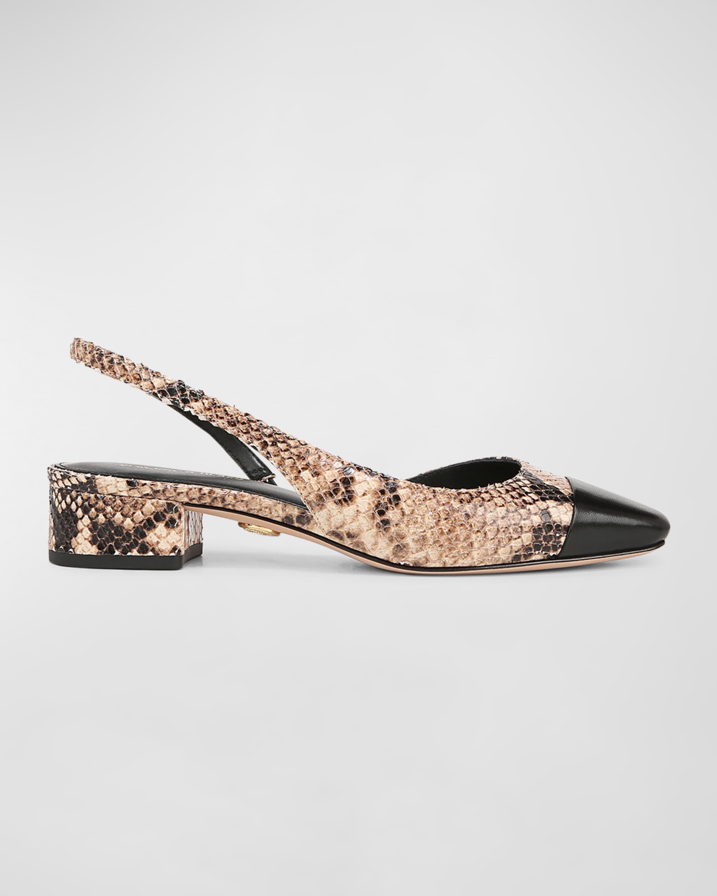 Cecile Embossed Leather Slingback Flats - 1