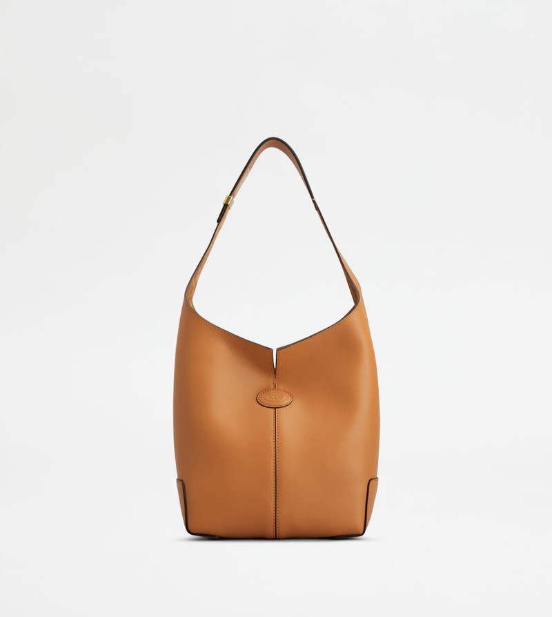 TOD'S DI BAG FOLIO SHOULDER BAG IN LEATHER SMALL - BROWN 1