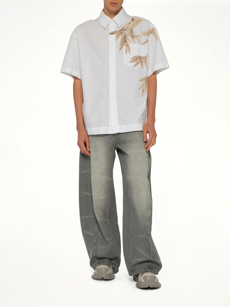 Bamboo Printed Short Sleeve Shirt in White 4