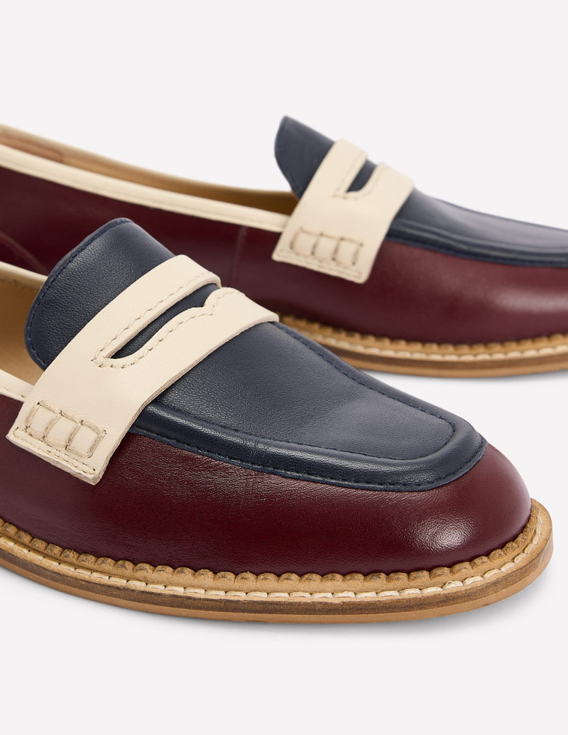 Nya Penny Loafers-Oxblood/Navy 4