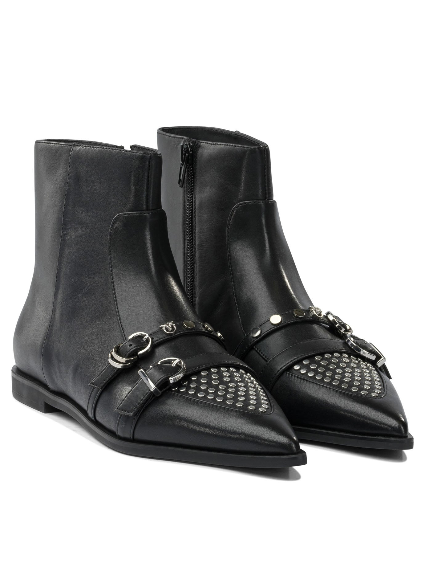 Pinko Leather Zippered Ankle Boots - 2