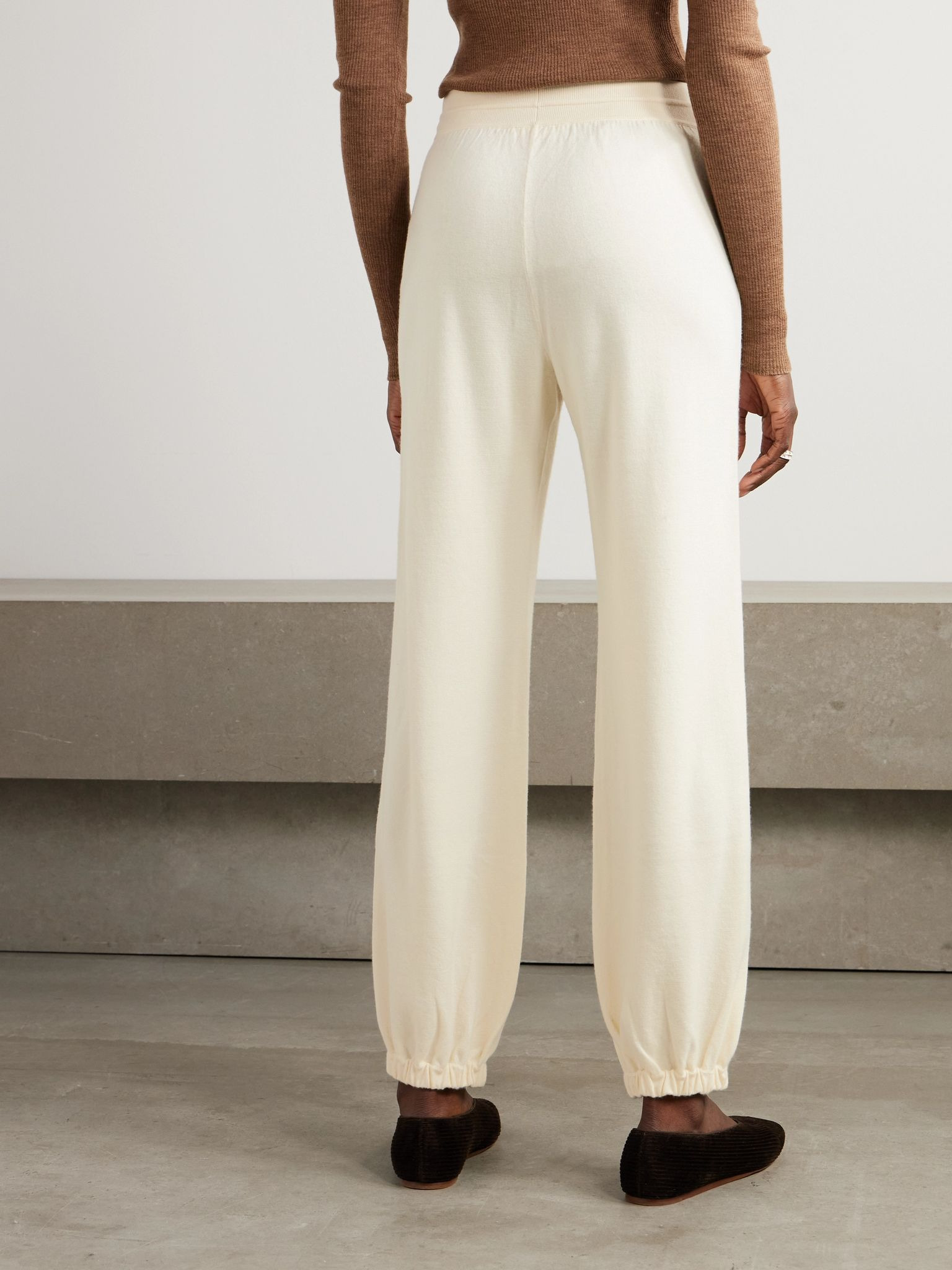 Cashmere tapered track pants Cream - 4
