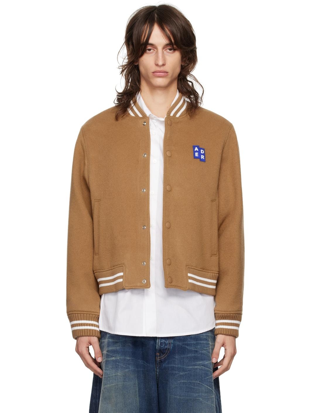 ADER error Beige TRS Tag Varsity Bomber Jacket | REVERSIBLE
