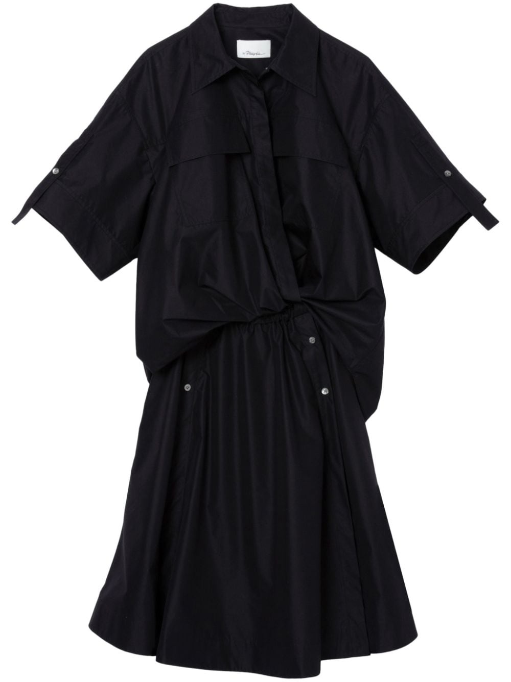 short-sleeve draped shirtdress - 1