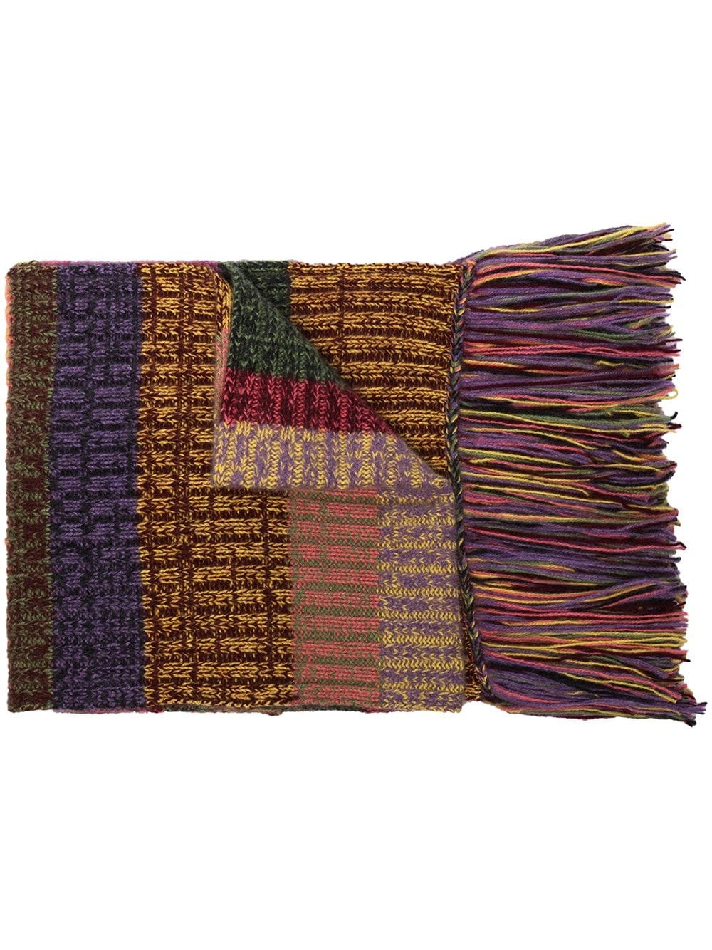 striped fringe cashmere scarf - 1