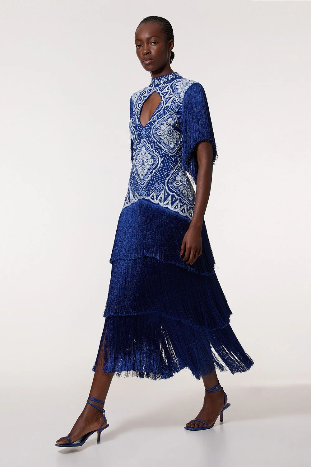 Embellished Fringe Woven Maxi Dress - 1