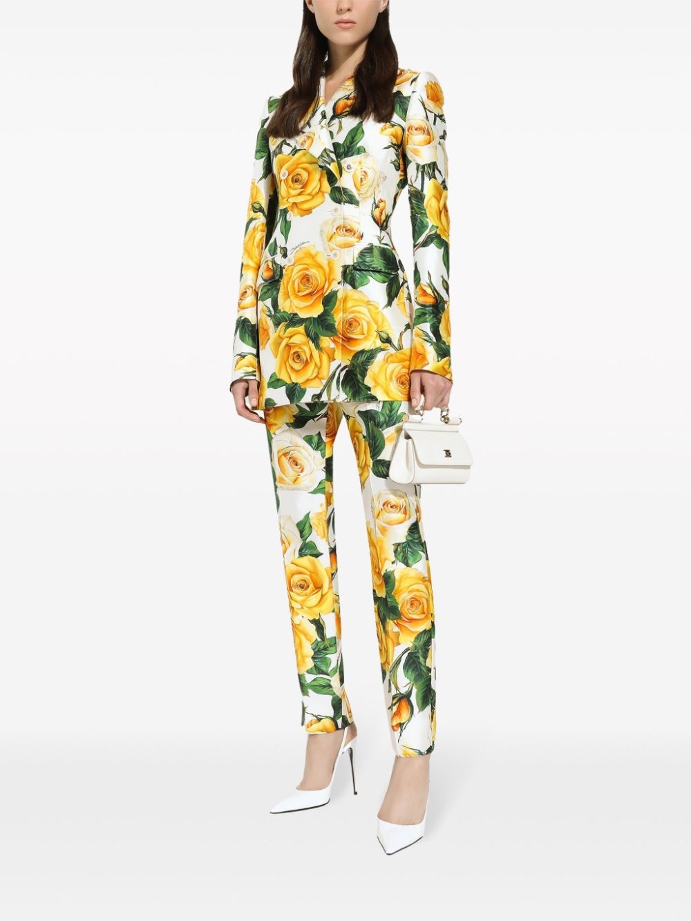 rose-print high-waisted trousers - 2