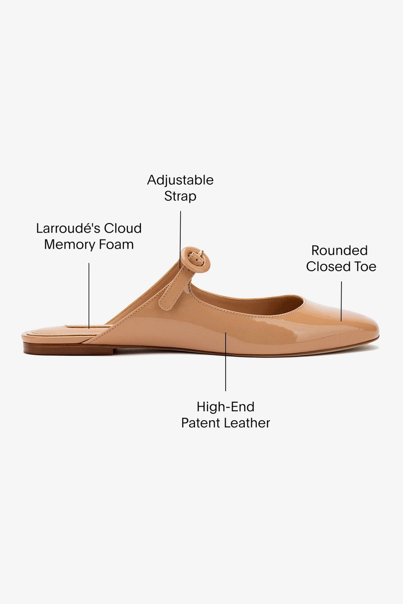 Blair Flat Mule In Tan Patent Leather 5