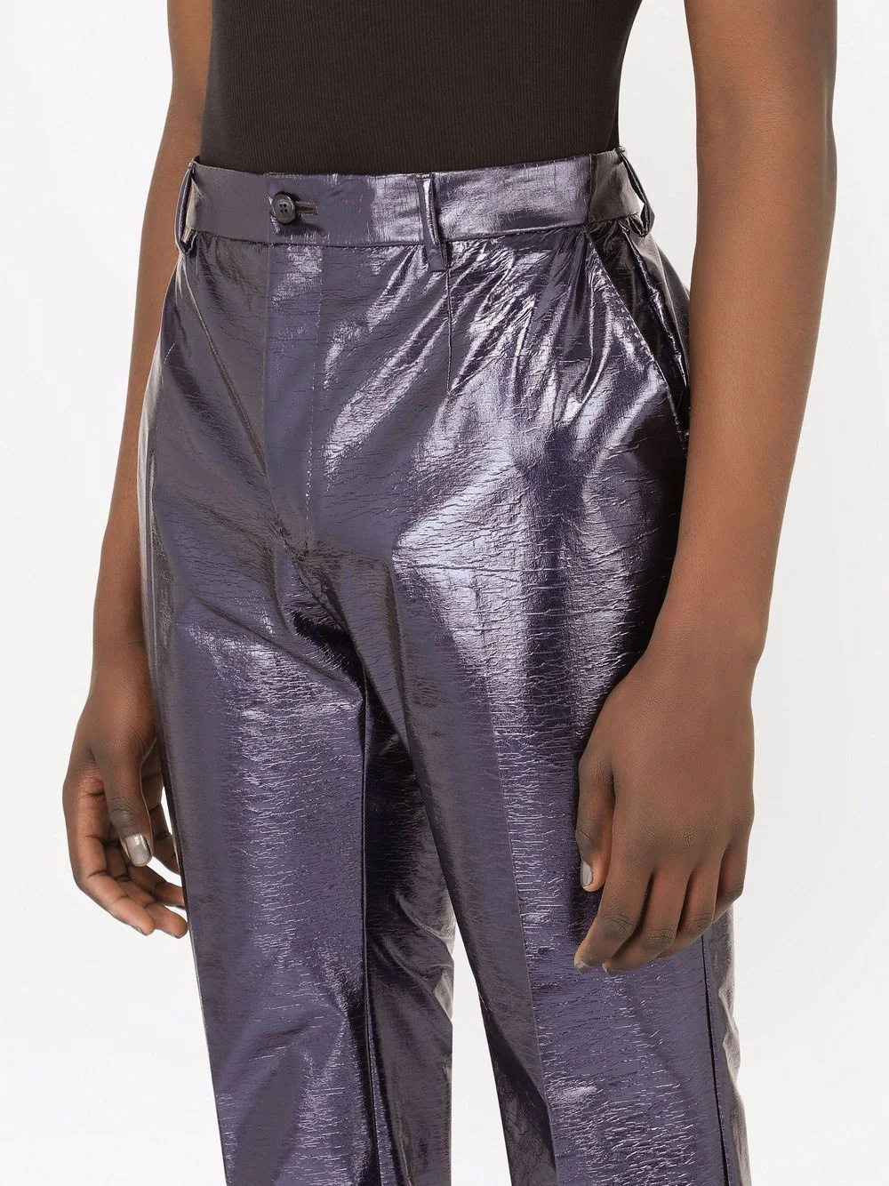 metallic-effect straight-leg trousers - 5