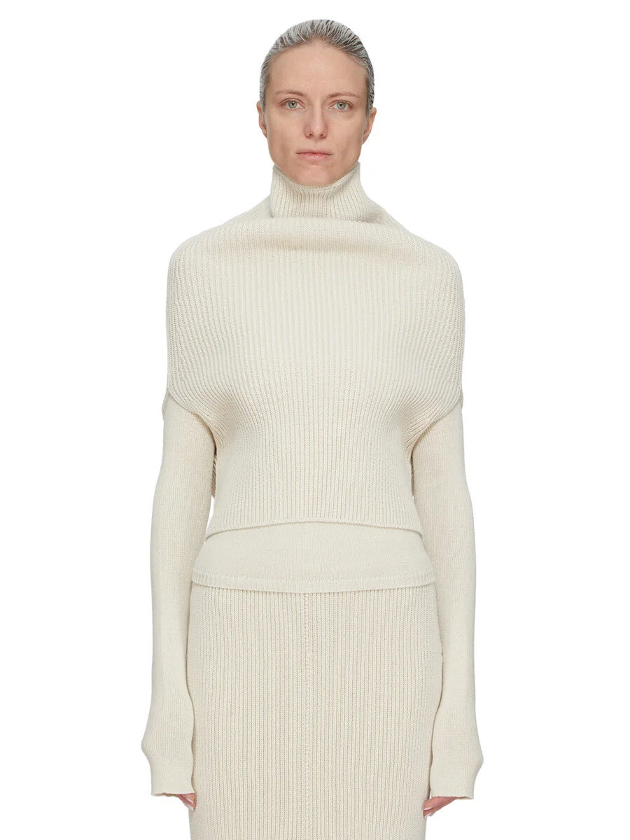 roll-neck ribbed top - 1
