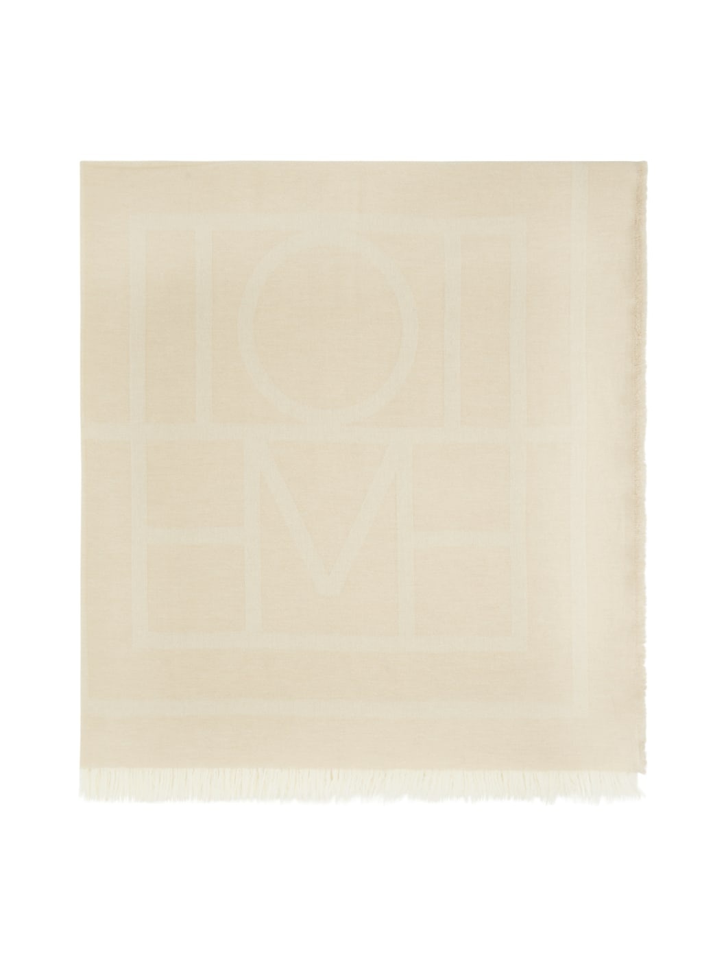 Beige Monogram Wool Cashmere Scarf - 1