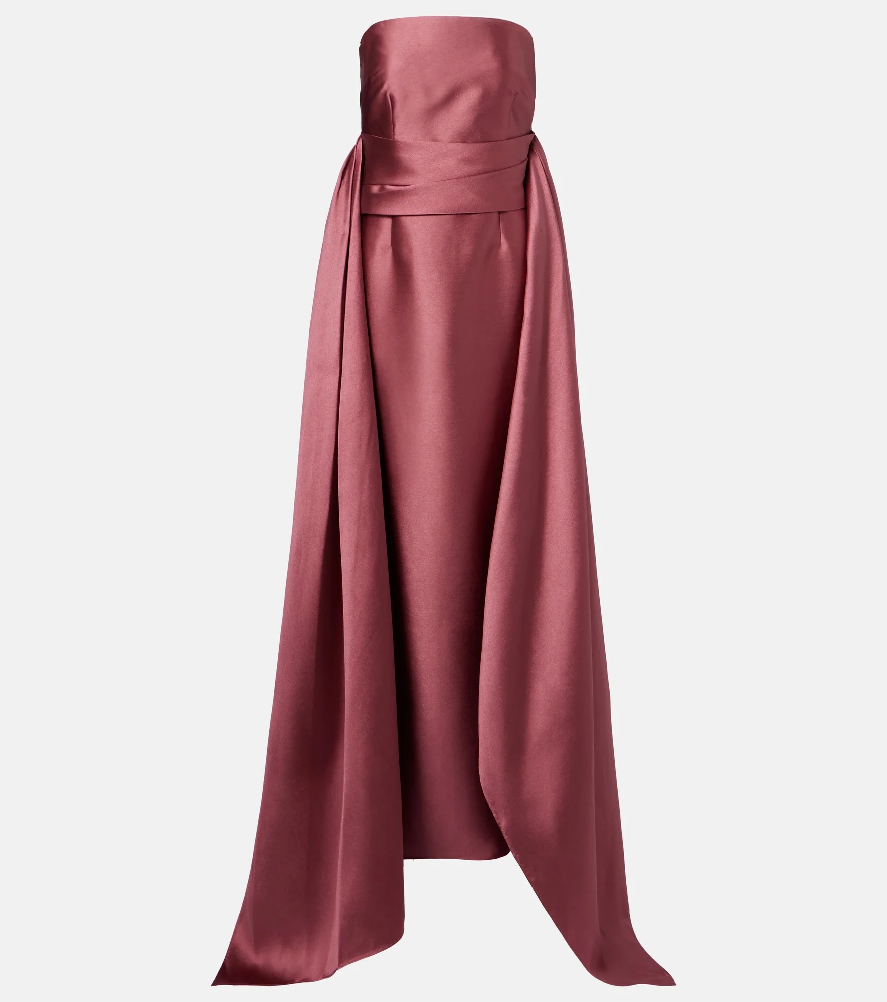 Draped strapless satin gown - 1