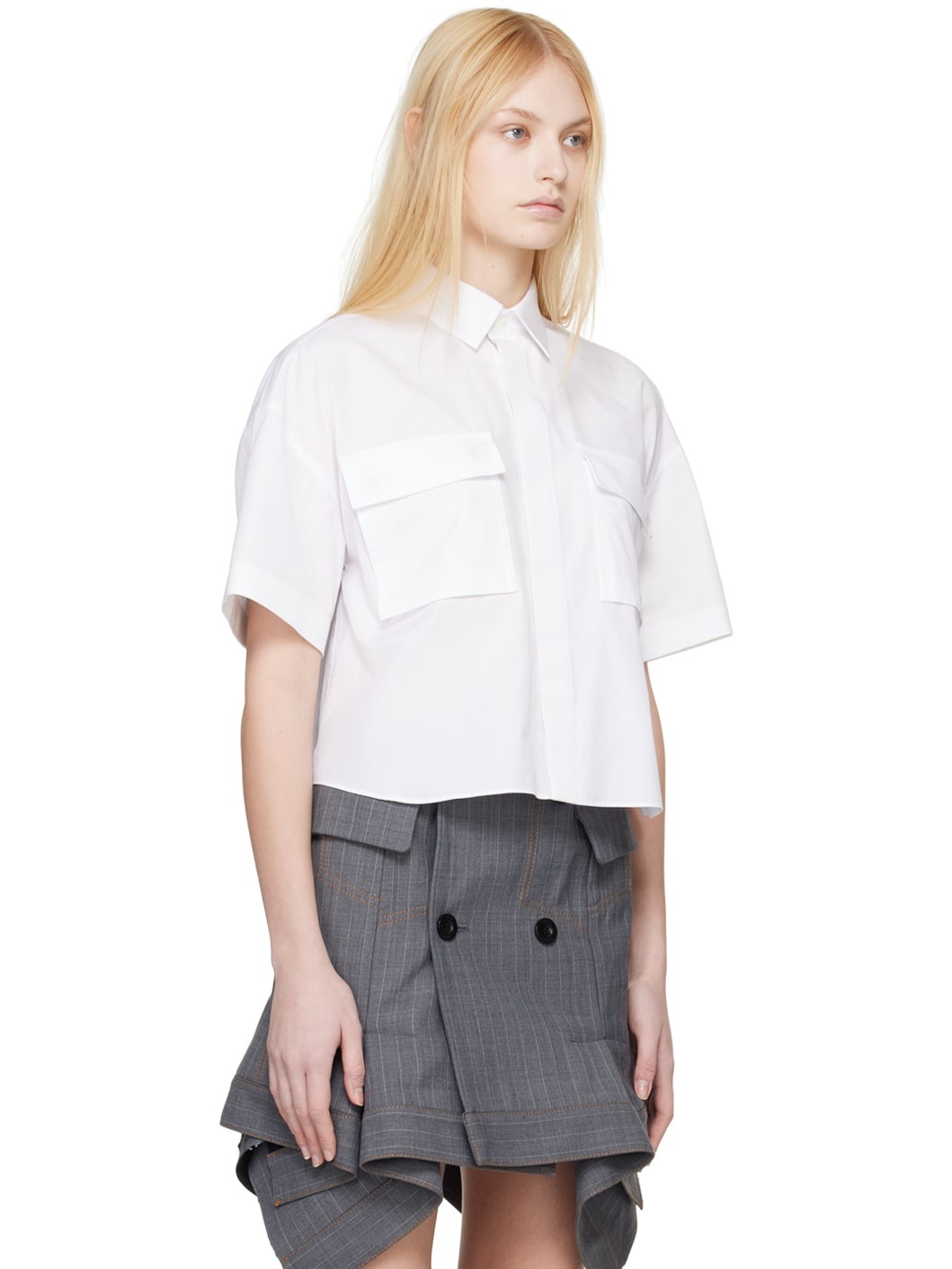 White Spread Collar Shirt - 2