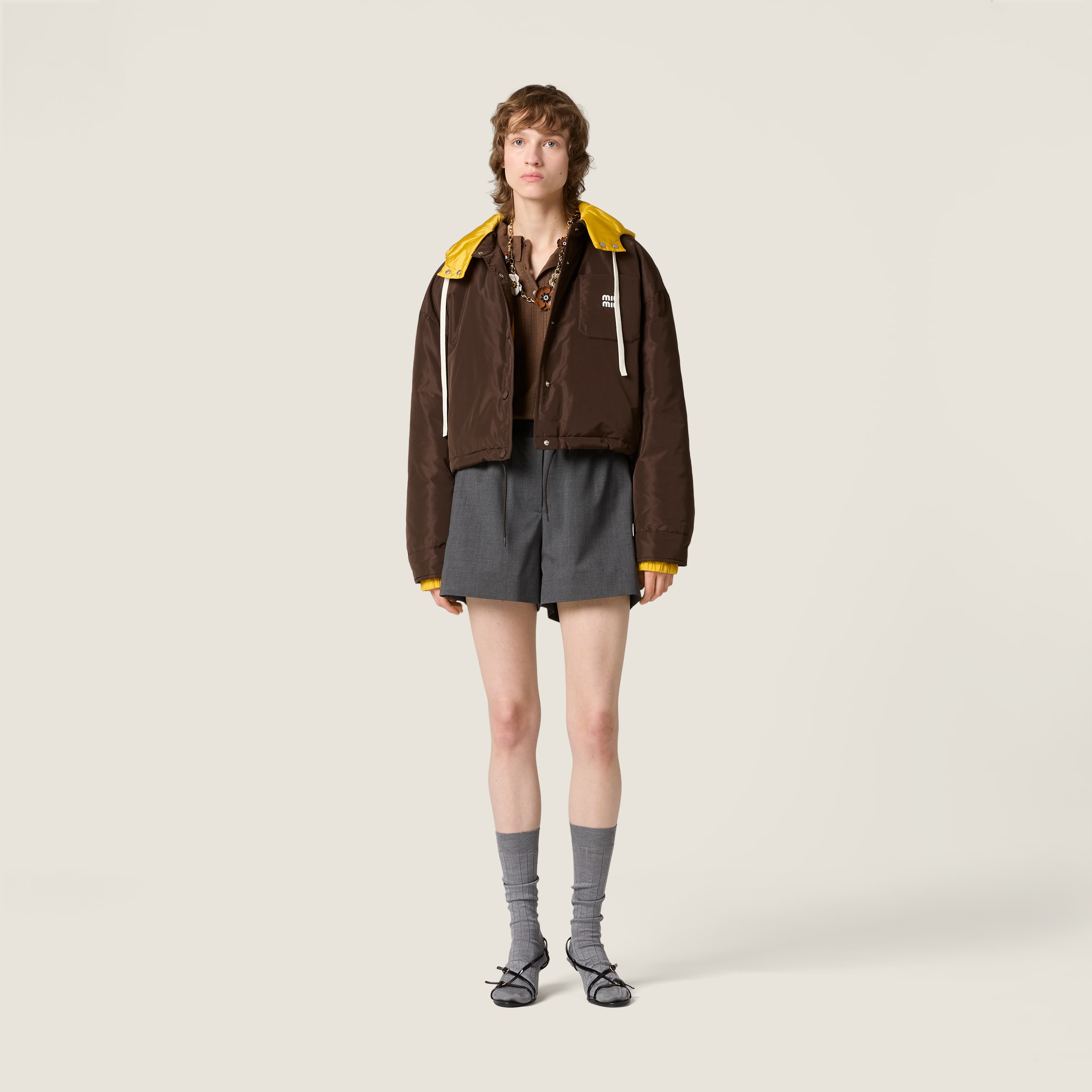 Technical pongé down hoodie jacket - 2