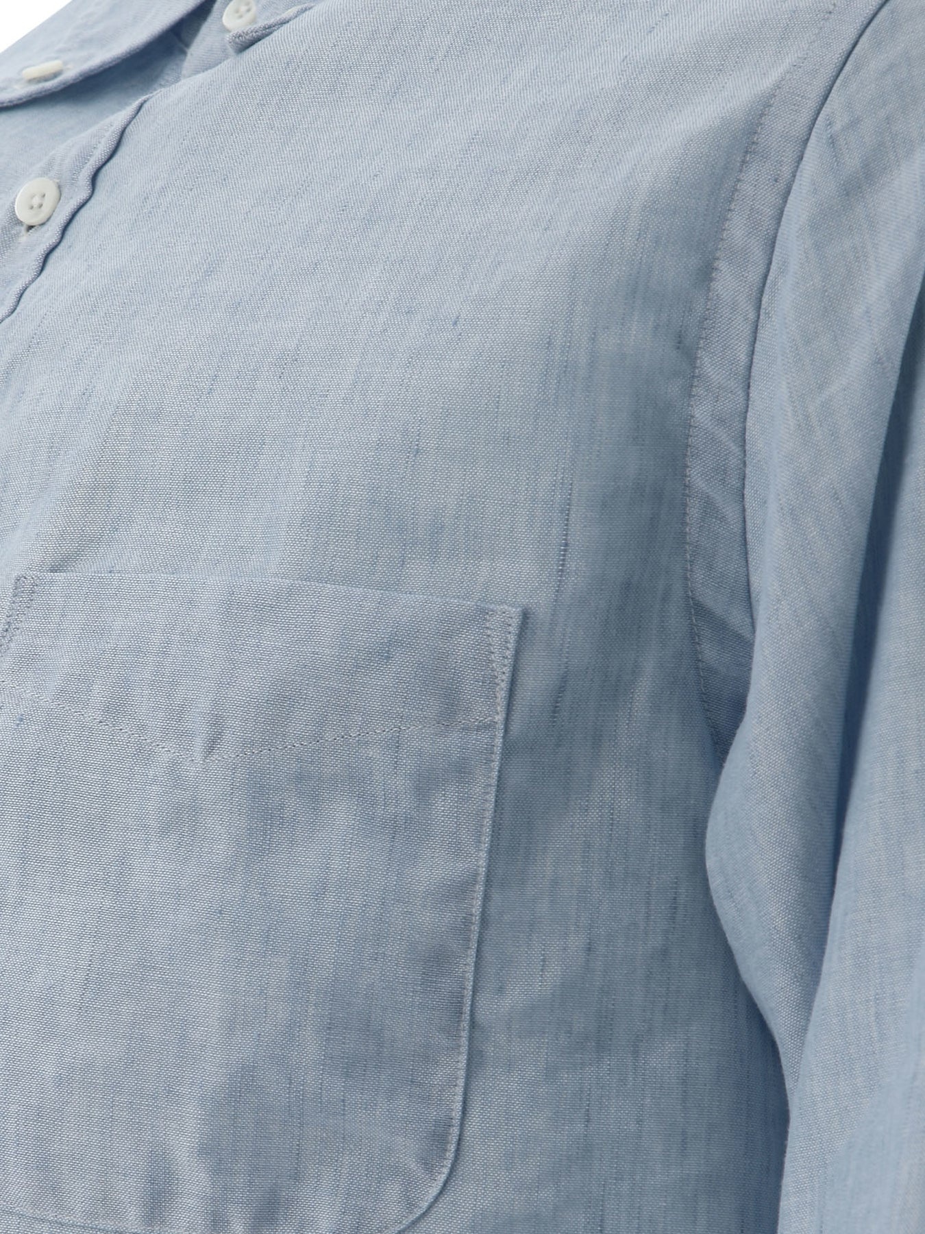 Linen Shirt With Chest Pocket Shirts Light Blue - 4