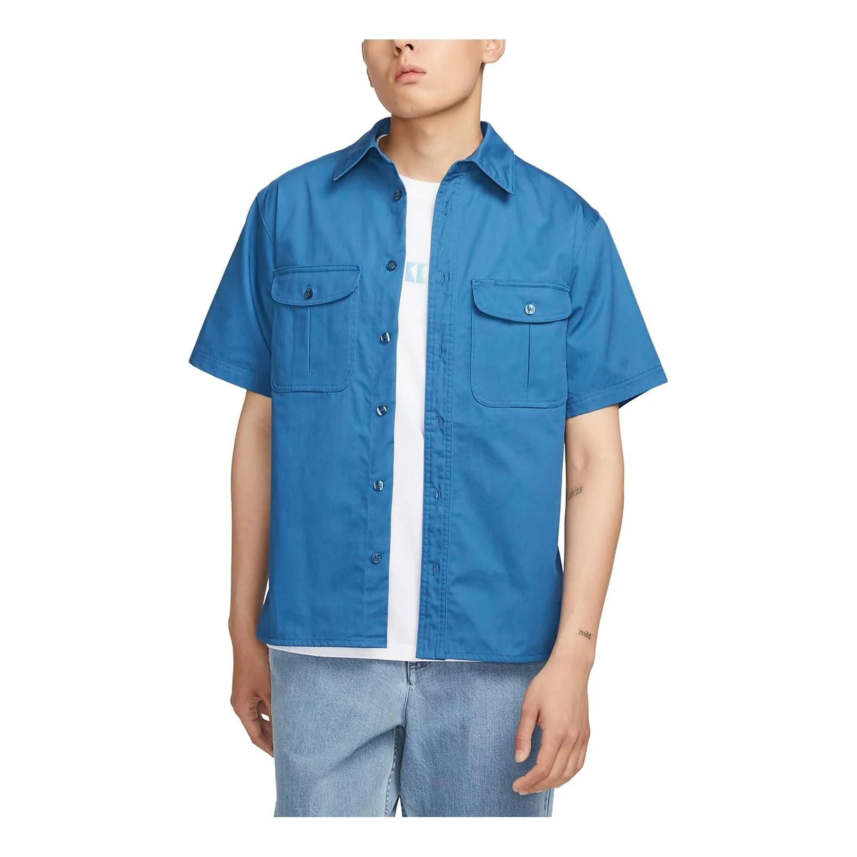 Nike SB Tanglin Short-sleeved woven button-down skateboard shirt 'Blue' FQ0400-457 - 1