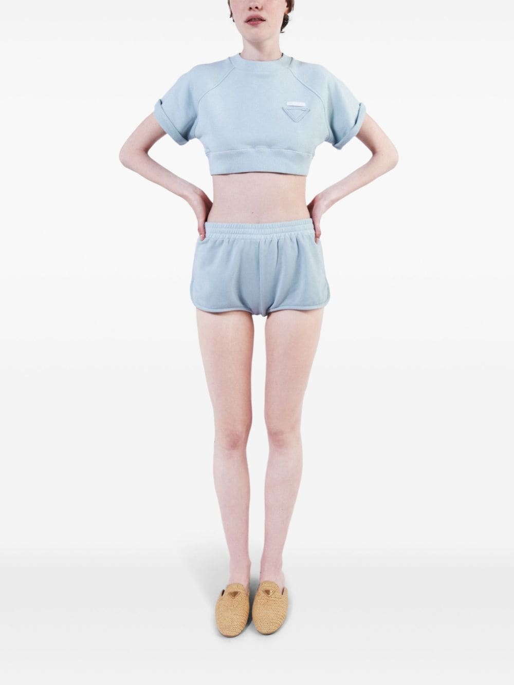 triangle-patch jersey mini shorts - 2
