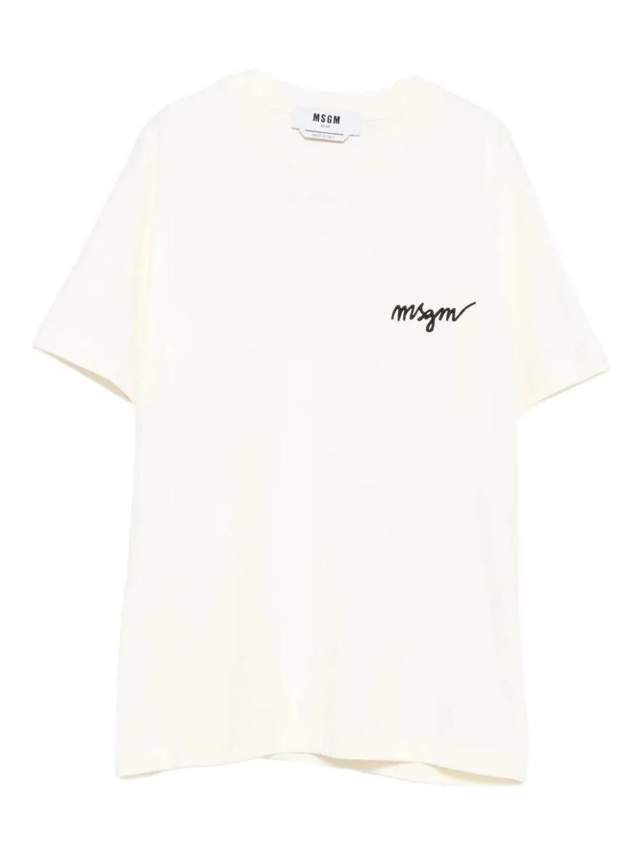 Msgm Logo-Embroidered Cotton T-Shirt Clothing - 1