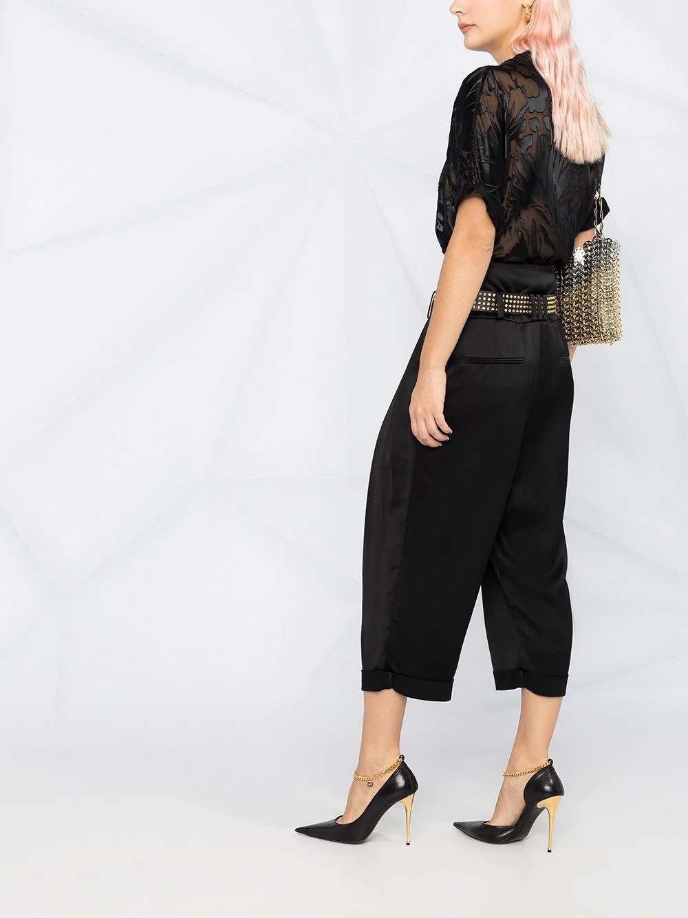 cropped satin trousers - 4