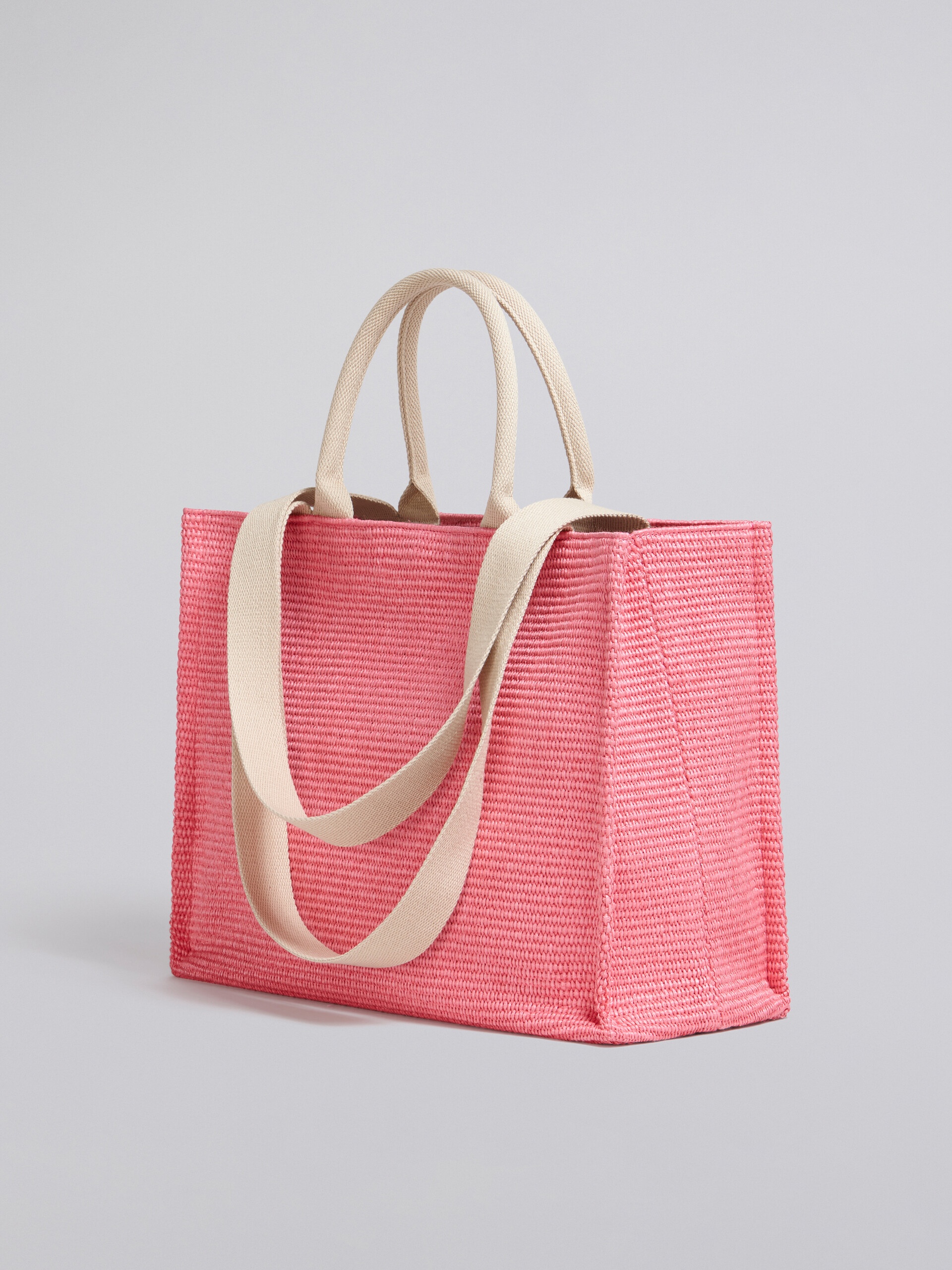 LARGE PINK RAFFIA TOTE BAG - 2