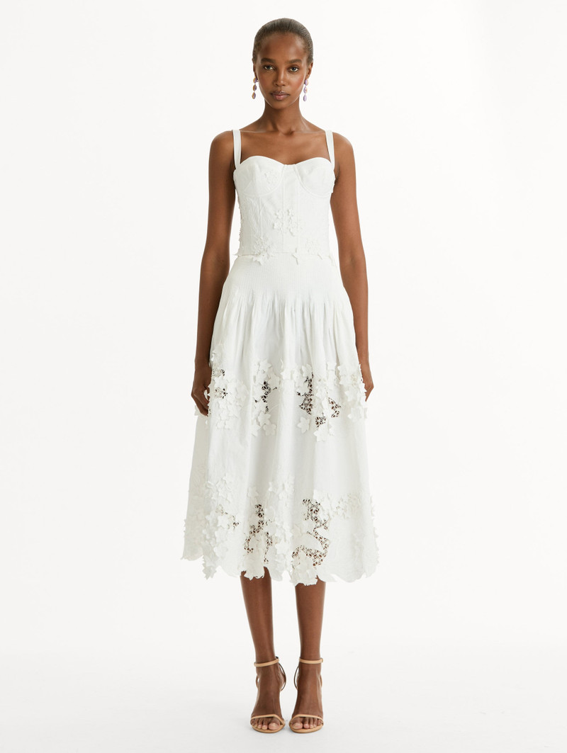 Oscar de la Renta PORCELAIN FLOWER GUIPURE BUSTIER DRESS outlook