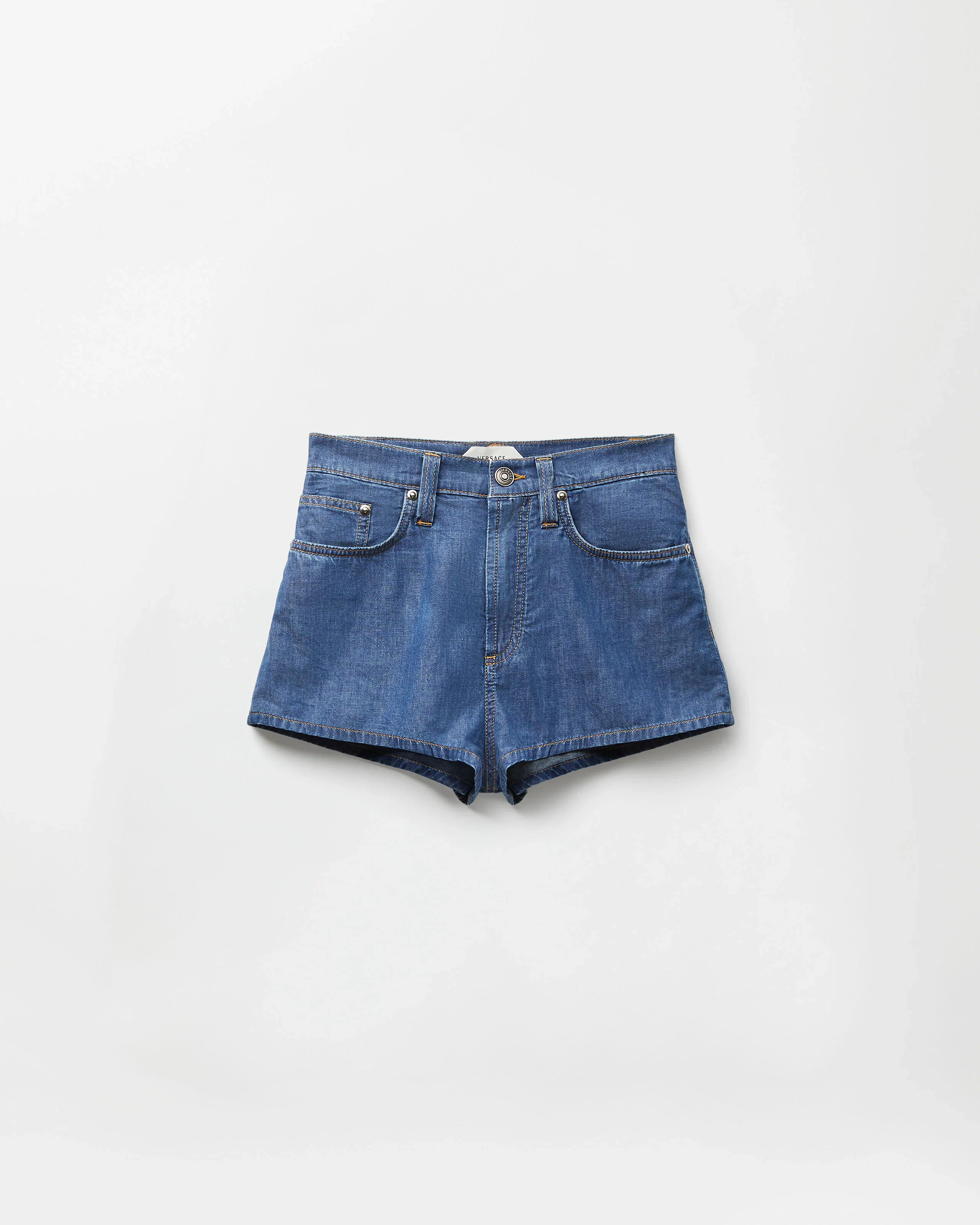 Chambray Denim Mini Shorts - 1