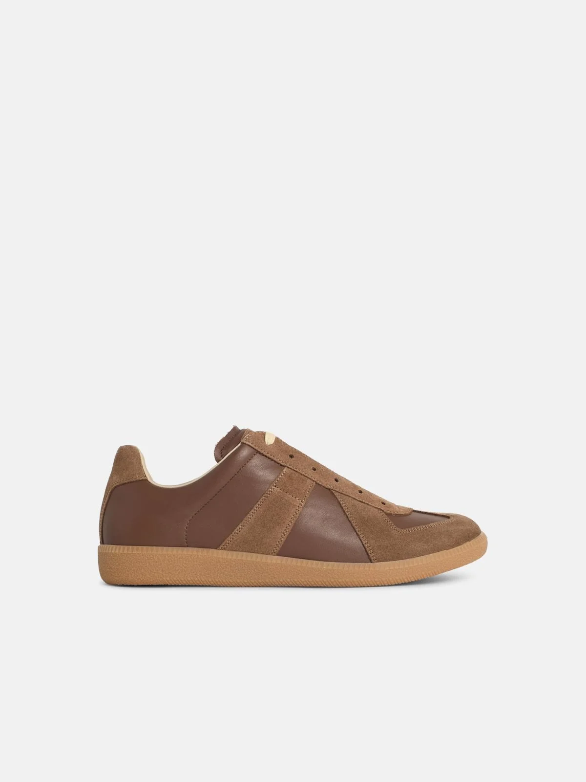 'REPLICA' BROWN NAPPA AND SUÈDE SNEAKERS - 1
